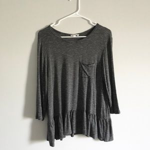 Striped grey peplum top